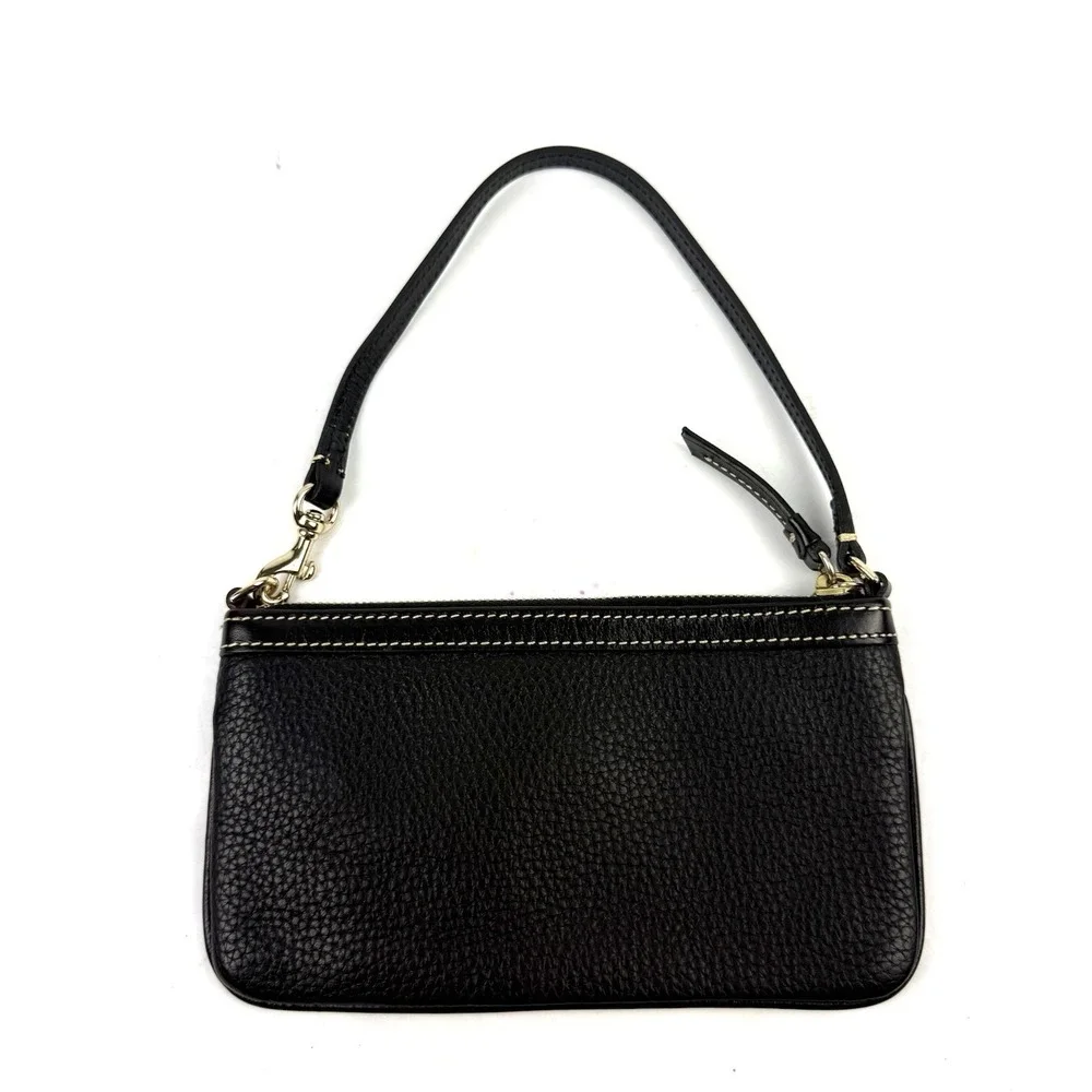 Dooney & Bourke Wristlet Black Pebbled Leather Clutch Preppy Red Interior NEW - Picture 3 of 6